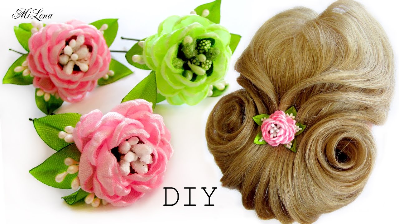 ШПИЛЬКИ ДЛЯ ВОЛОС с цветами, МК / DIY Flowers Hairpins - YouTube