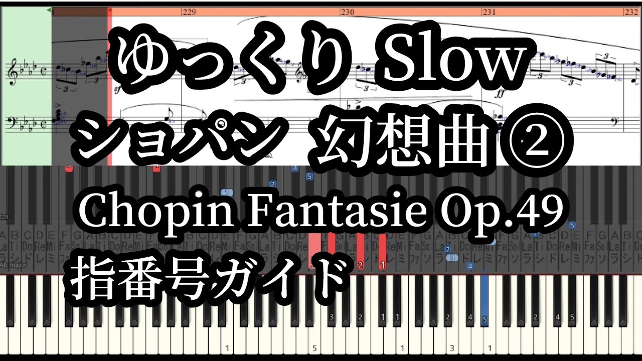 Chopin  Fantasy Op.49 ②Медленный темп пиано-урок. Номера пальцев /с нотами