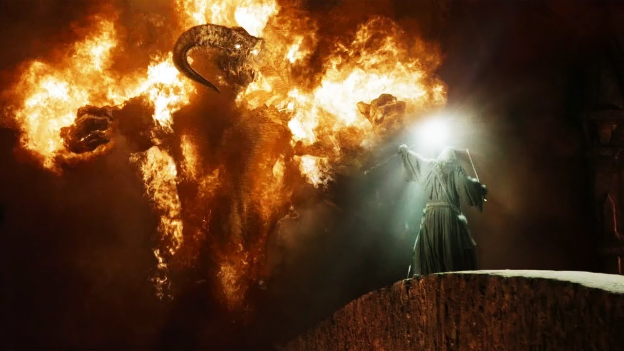 Gandalf vs Balrog on the Moria Bridge - The Lord of the Rings