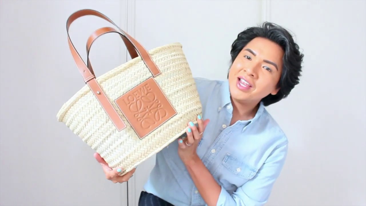 loewe medium woven basket bag