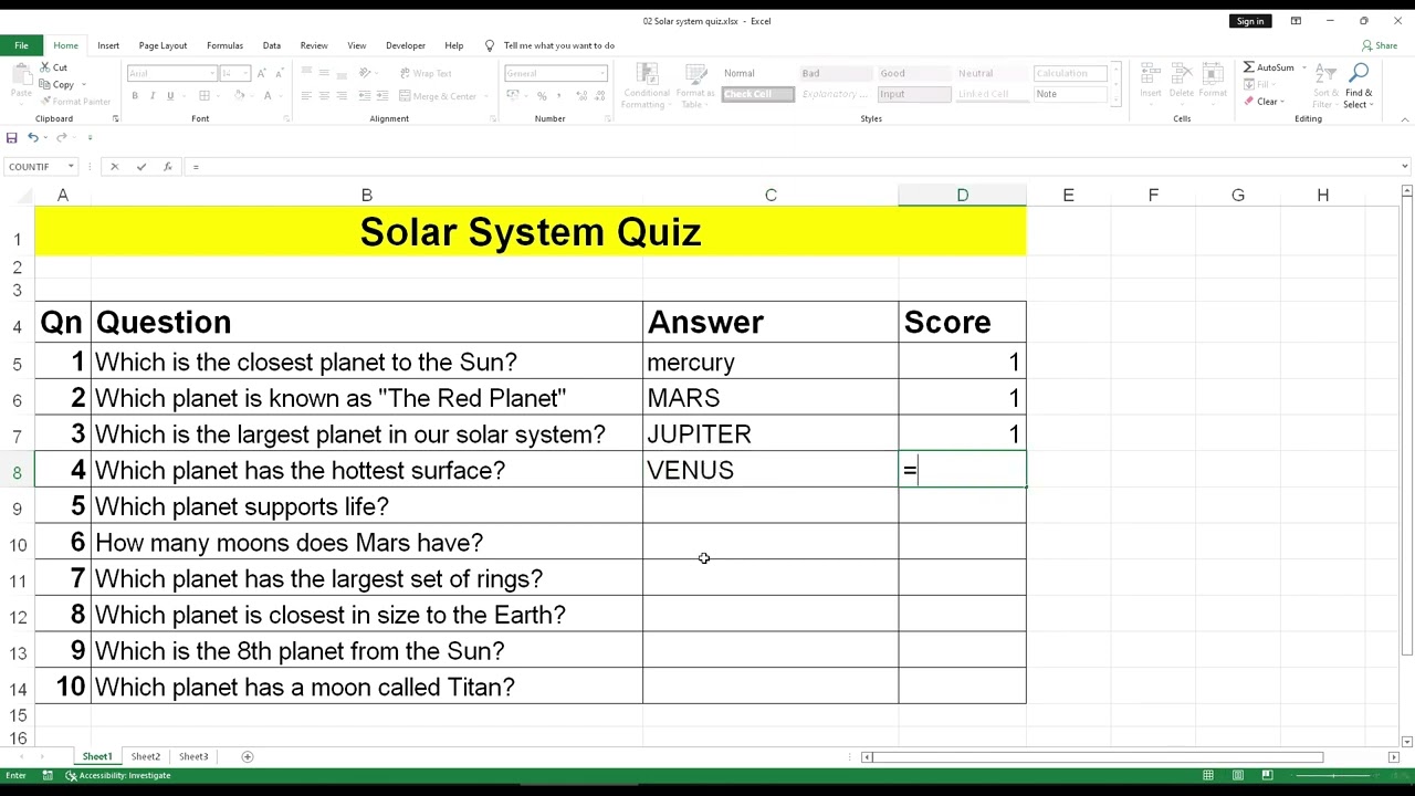 Y8 IF Statement Quiz