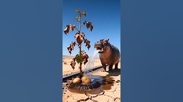 A hippopotamus saved a potato plant from drying out by watering it 😭 #ai#tree#save#water