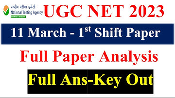 11 March 1st Shift UGC NET 2023 | UGC NET Paper analysis | NET Exam 11 March paper