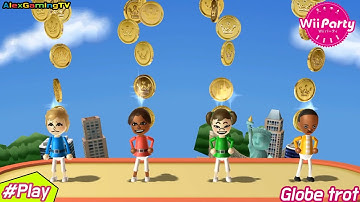 Wii 파티 글로브 트롯 게임플레이 (영어 자막) 플레이어 샌드라 대 헤일리 대 미도리 대 테오