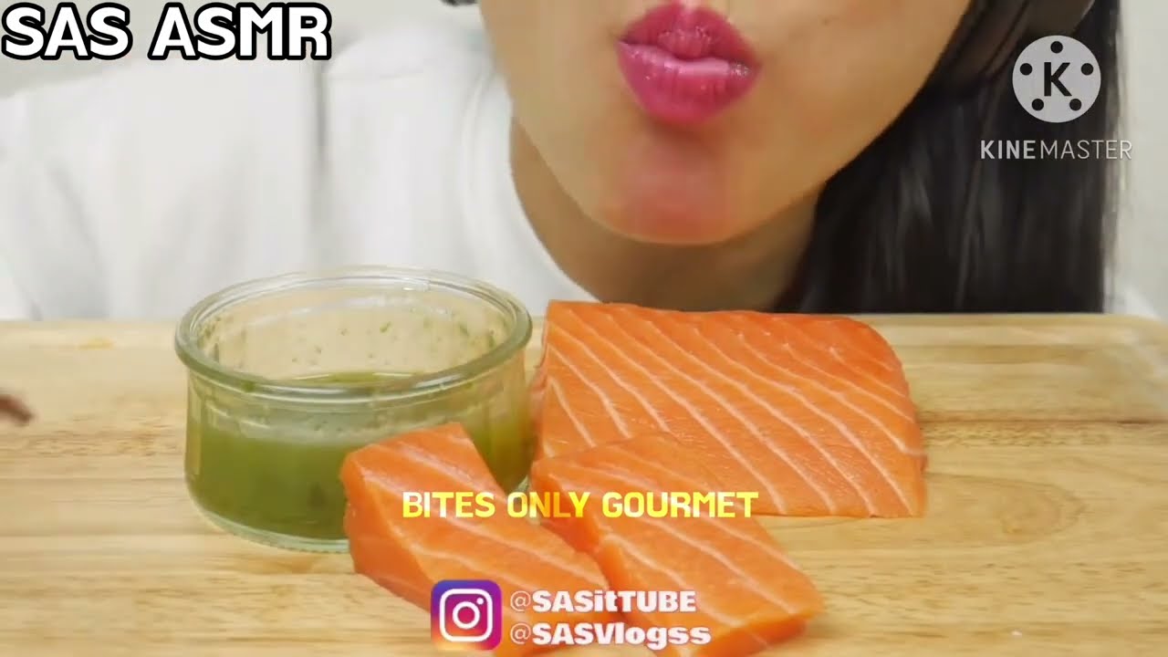 *BITES ONLY* Salmon sashimi COMPILATION ASMR