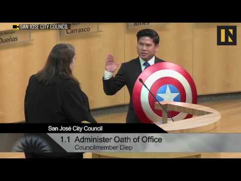California councilman, Lan Diep sworn in with Captain America's Shield | Inverse