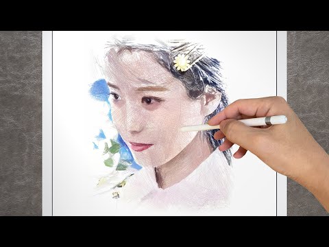 Speed Drawing IU - Blueming | Draw only with lines | Using Procreate of iPad Pro | ArtyCoaty