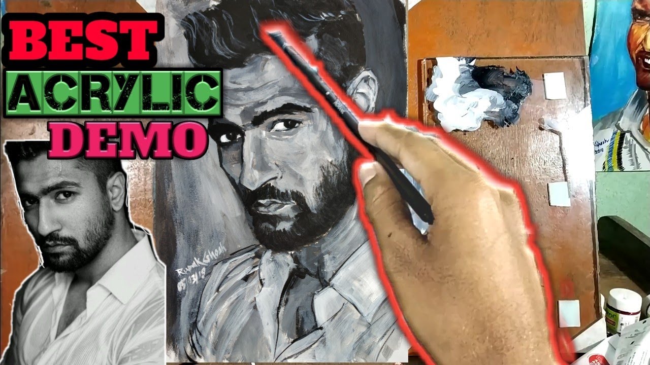 Acrylic portrait study|Timelapse|painting monochrome|VICKY KAUSHAL