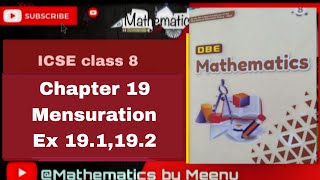 DBE Mathematics class 8, Chapter 19, Mensuration,Ex 19.1,192
