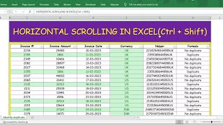 HORIZONTAL SCROLLING IN EXCEL(Ctrl + Shift)