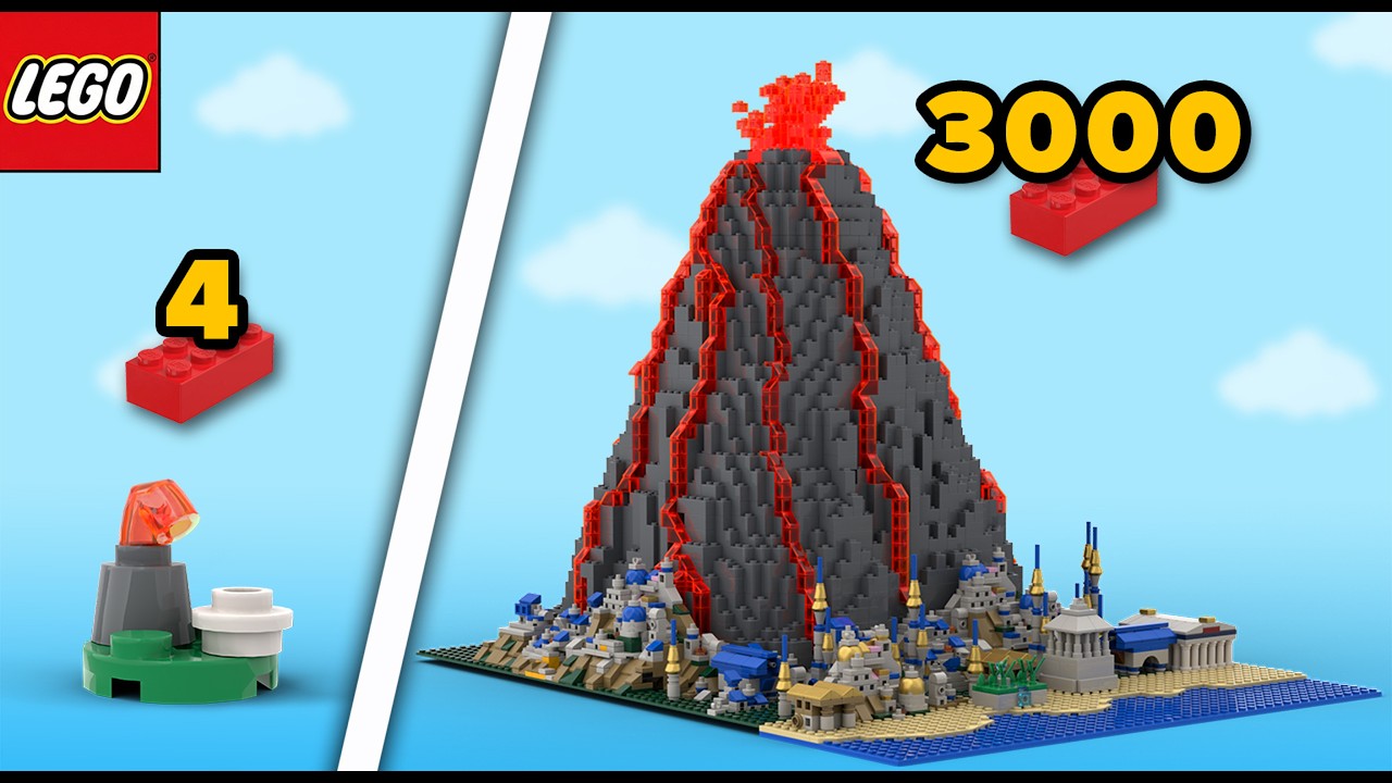 LEGO Volcano Eruption From 4 to 3000 Parts | Comparison