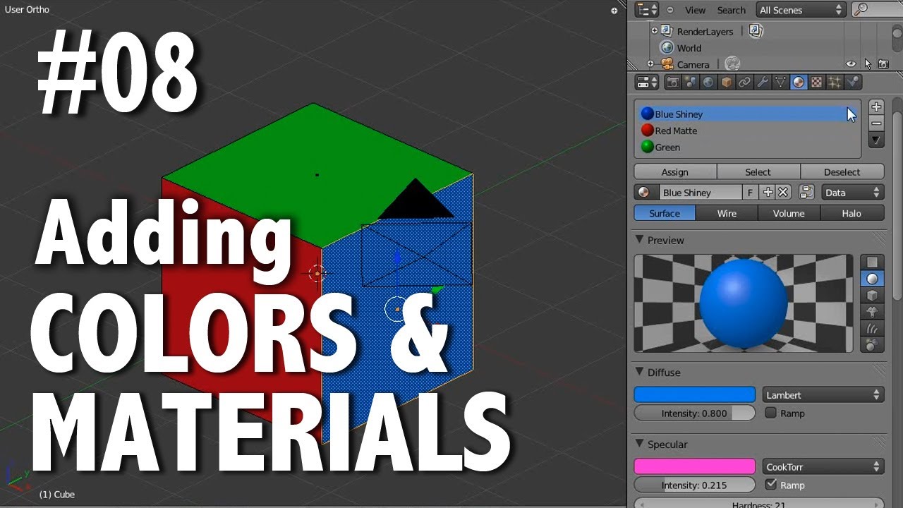 Add material. How to add material in Blender. Blender Colors.