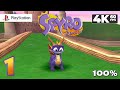 Spyro the Dragon (PlayStation 1) - 4K60 Walkthrough (100%) World 1 - Artisans World