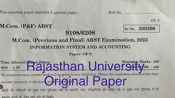 MCom ( P) (F) ABST | Exam 2023 | Information system and accounting | Paper : OP 5