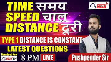 TIME SPEED DISTANCE | MATHS SPECIAL FOR SSC/CGL/CHSL/CPO/CDS  | BY PUSHPENDER SIR