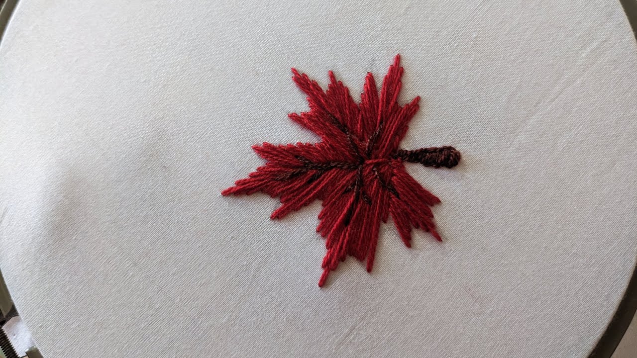 beautiful maple 🍁 leaf 🌿 embroidery 🪡#hand embroidery #stitch ...