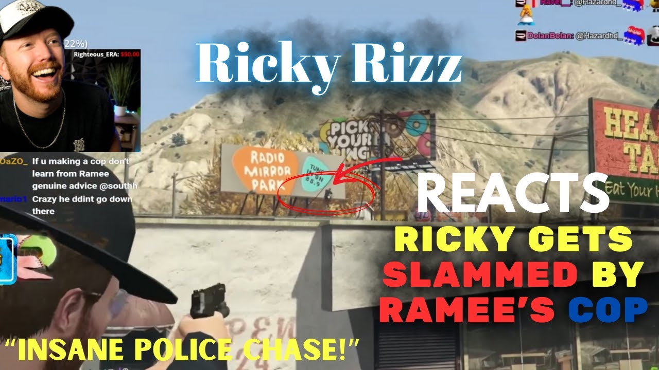 Ricky Rizz Reacts to Ricky getting SLAMMED by RAMEE'S cop! 🤣 #gtarp ...