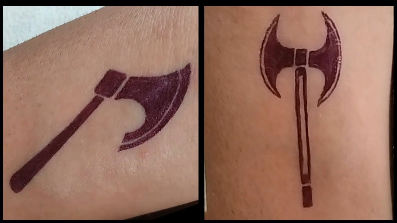2 Types of Axe 🪓 Temporary tattoos || Types of axe  tattoos || Temporary Axe Tattoo on arm