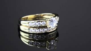 2 Piece 1.06 TCW Round Cubic Zirconia Bridal Ring Set In 10k Gold