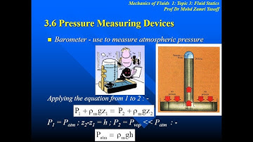 Mechanics of Fluids Topic 3 Part 3 - Fluid Statics -  Pressure Measuring Devices