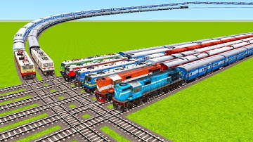 EIGHT TRAINS HIGH SPEED RUNNING ON FLYING CURVE TRACKS AND DIFFERENT TYPES RAILROAD|Train simulator|