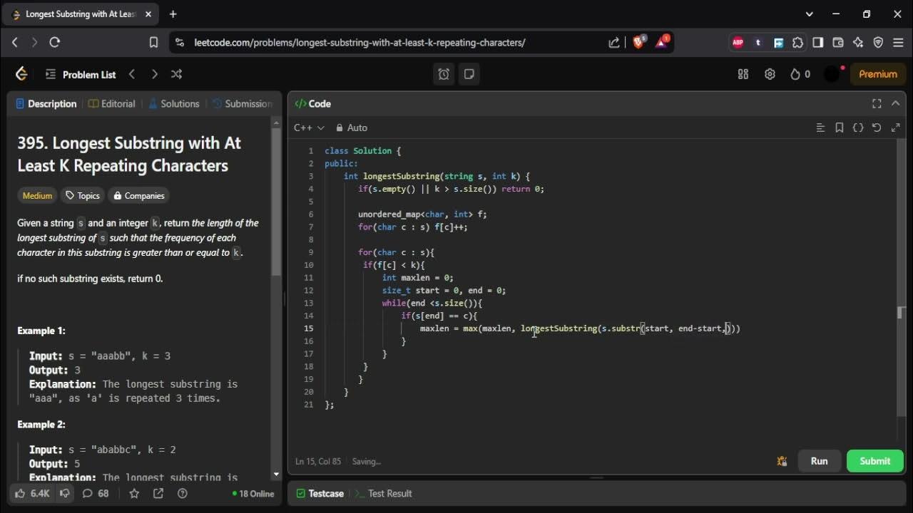 leetcode-395 - YouTube
