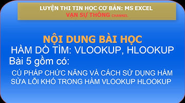 Excel 6: Hàm VLOOKUP, HLOOKUP