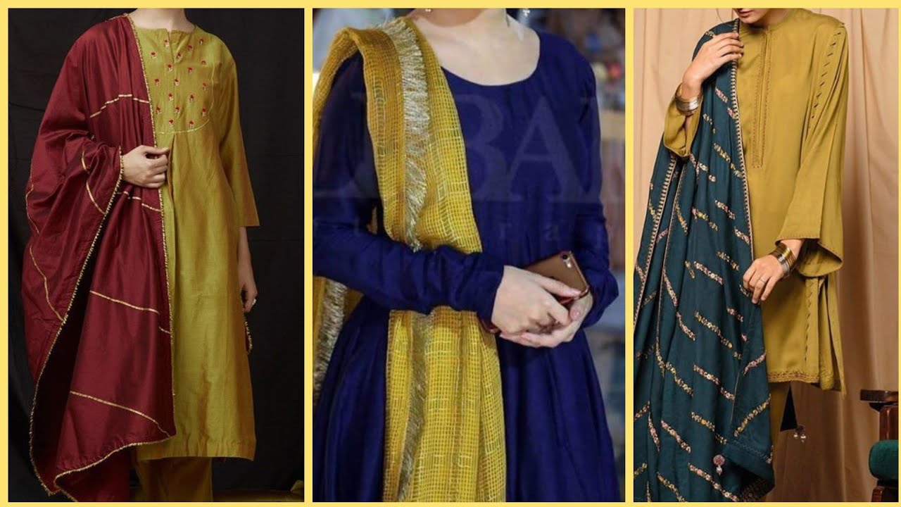 Plain suit with contrast dupatta | beautiful dress design ideas | Foryougirls