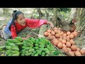 Woman carry banana and found chicken for cook