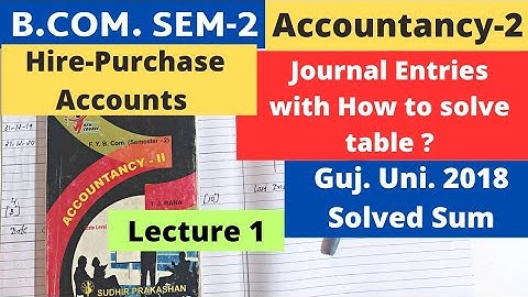 Hire Purchase Accounts B.Com SEM 2 Accountancy 2 Gujarat University 2018 solved Sum