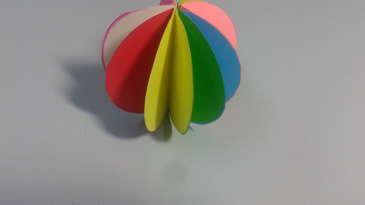 عمل كرة سهله بالورق الملون صنع كرة ملونة من الورق اشغال يدوية Youtube