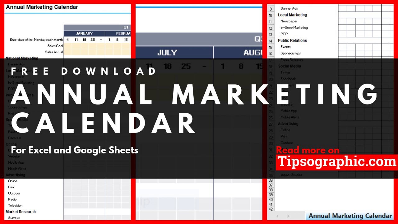 2021 marketing calendar template Annual Marketing Calendar Template For Excel Free Download 2020 2021 2022 Tipsographic 2021 marketing calendar template