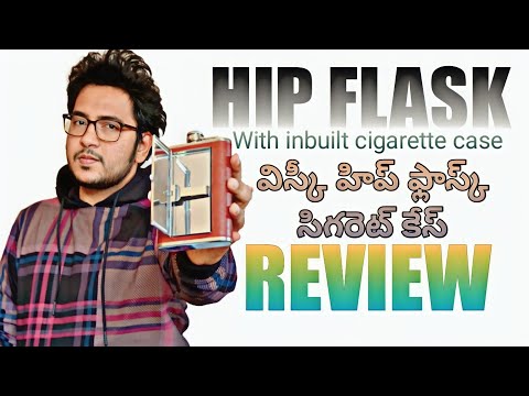Hip flask with సిగరెట్ Case Review in Telugu 💯 Stainless steel whiskey bottle