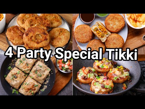 Party Special Veg Tikki - 4 Ways Unique & Tasty Snacks | Interesting Tea Time Evening Snacks | Hebbar | Hebbars Kitchen