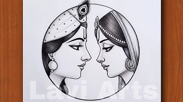 Radha Krishna Pencil Drawing- Very Easy Step by Step | Radha Krishna Image Drawing | Krishna drawing