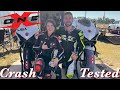 Crash testing her one x race suit