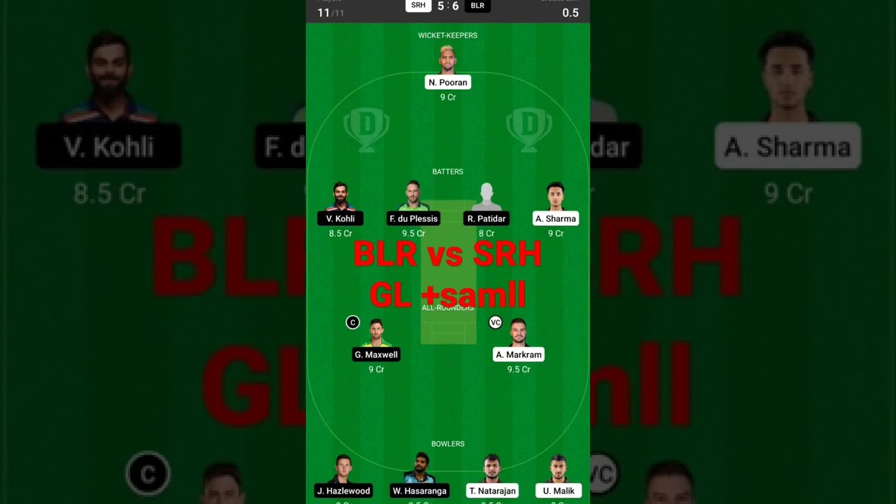 BLR vs SRH match prediction 