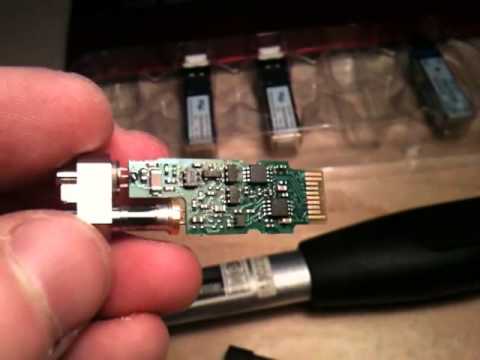 Dissasembly of the fibre optic SFP (GBIC) transceiver - YouTube