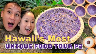 HAWAIIAN UNIQUE FOOD TOUR P2  Best of Oahu's Unusual Foods: Ube, Poke, Red Curry Fish, Taro Drink