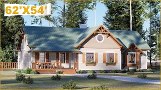 [62'X54'] Fall In Love With This Charming 2-Bedroom Cottage House Tour | 2 Car Garage + Office by Arch C Blueprints 3,847 views 3 days ago 13 minutes, 43 seconds