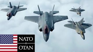 US Air Force, NATO. F-22 and F-35A fighters. Joint military exercises in Norway.