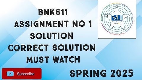 BNK611 Assignment No 1 Solution Spring 2025 | bnk611 assignment 1 solution spring 2025