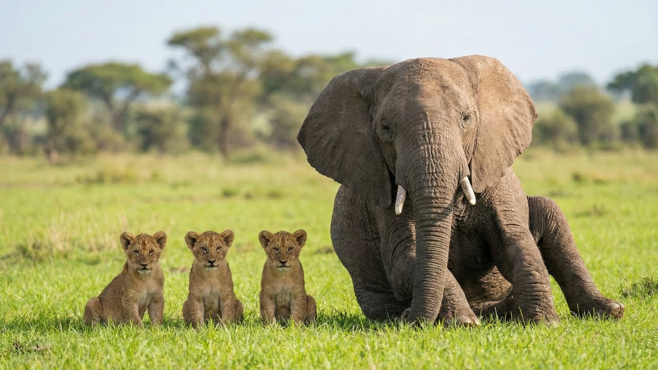 A elephant Became a Mother to 3 Lion Cubs, But When They Grew Up, the Unthinkable Happened!