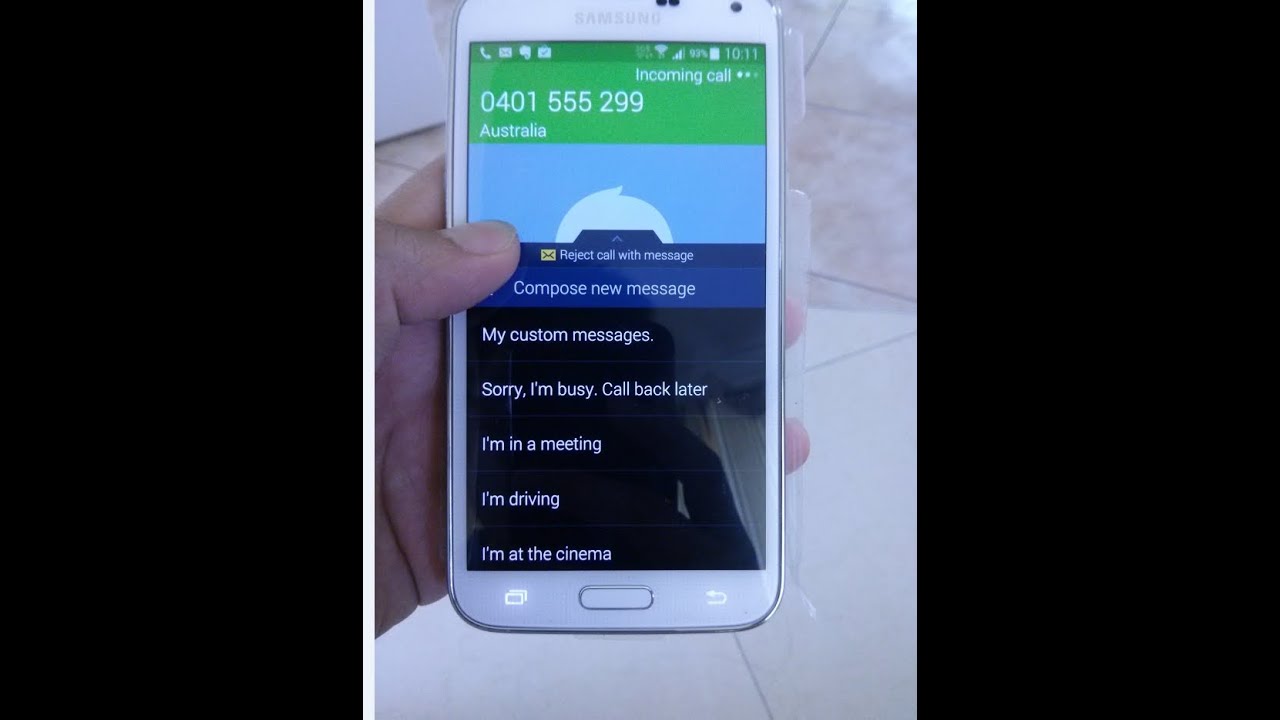 Samsung Galaxy S5 How To Reject A Call With An Sms Message Youtube