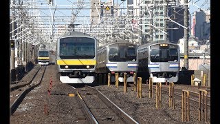 【全列車 横一列とはならず】総武緩行線＆総武快速線　本八幡駅