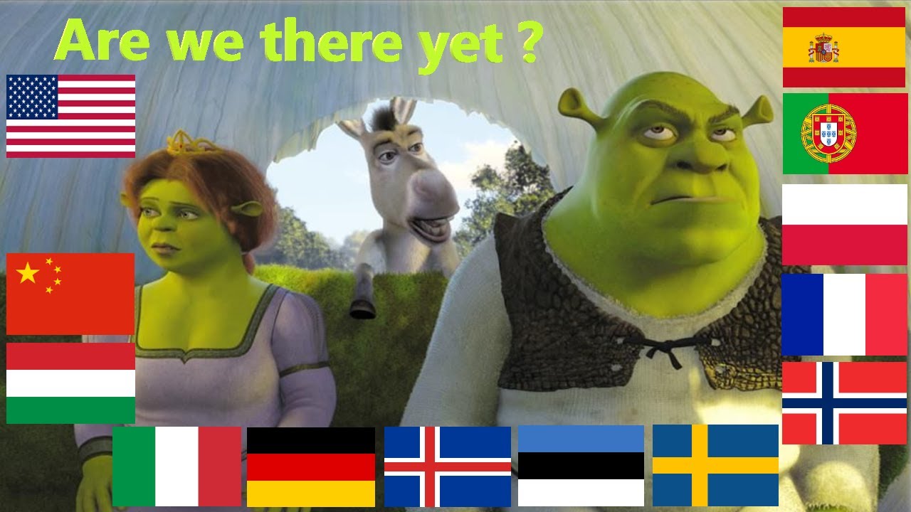 А сейчас шрек. Are we there yet Shrek. Donkey Shrek are we there yet.