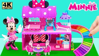 Build Minnie Mouse Magical Bow Sweet Mansion with Rainbow Slide  DIY Miniature Cardboard House