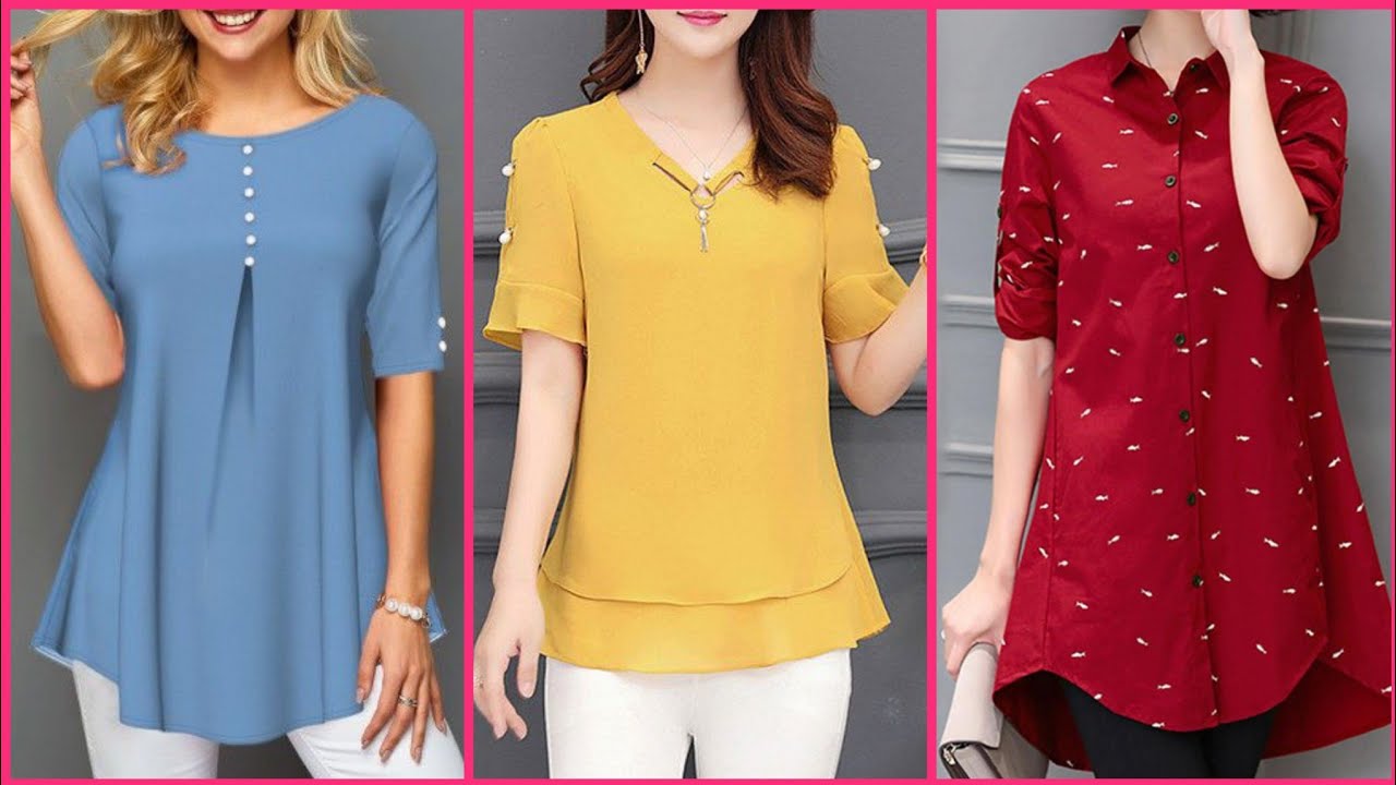 stylish and gorgeous plain and print Georgette quarter sleeves casual wear ayer style woman blouse