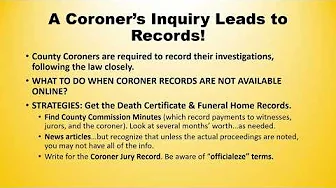 CORONOR RECORDS of Value to Genealogists and Historians