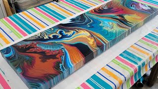 (504) STRAIGHT POUR with a TWIST on a LARGE CANVAS  ACRYLIC POURING Coast to Coast